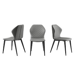 Olivia Set Of 2 Dining Chair In Gray Pu Leather