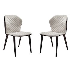 Olivia Set Of 2 Dining Chair In Beige Pu Leather