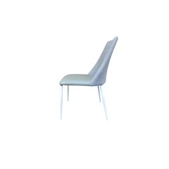 Mia Dining Chair In Gray Leather & Cotton