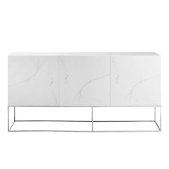 Vizzione Buffet In White Marbled Porcelain With Storage