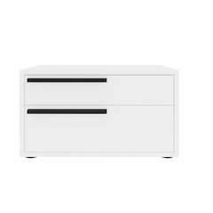 Carter Left Nightstand In White High Gloss With Black Handles