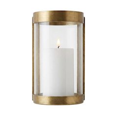Glass & Brass Finish Wall Mounted Hurricane-Small