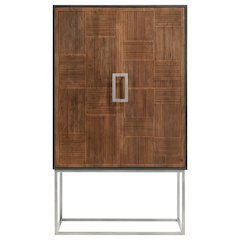 Wine Cabinet with Storage, Bar Cabinet, Mini Bar, Walnut & Black Design