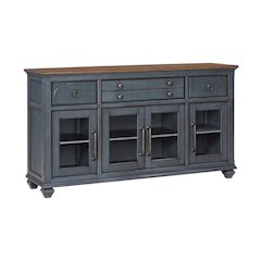 Blue Corduroy Finish Dining Server with Traditional and Coastal Style