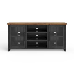 Essex 67 inch TV Stand Console for TVs up to 80 inches, Black and Whiskey Finish