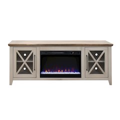 66 inch Fireplace TV Stand, For TVs up to 80 inches,Sandstone and Bourbon Finish