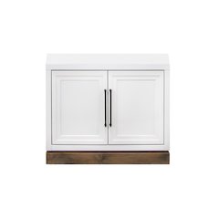 Nora Modular 2-Door Base Cabinet, Jasmine White and Barnwood Finish