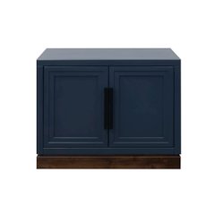 Nora Modular 2-Door Base Cabinet, Blue Denim and Whiskey Finish