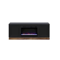 Nora 64 in Fireplace TV Stand, for TVs up to 85 in, Black and Whiskey Finish