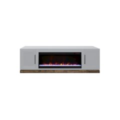 Nora 81in Fireplace TV Stand, for TVs up to 90in,Jasmine White & Barnwood Finish