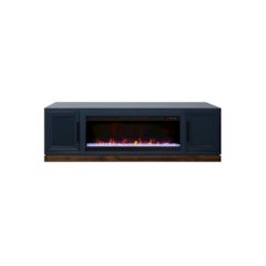 Nora 81in Fireplace TV Stand, for TVs up to 90in, Blue Denim and Whiskey Finish