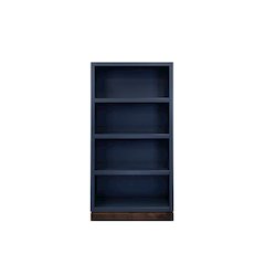 Nora Modular 60 inch High Bookshelf, Blue Denim and Whiskey Finish
