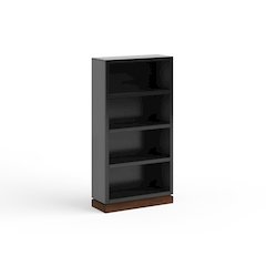 Nora Modular 60 inch High Bookshelf, Black and Whiskey Finish