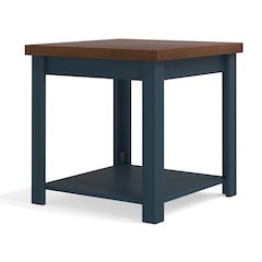 Nantucket 24 inch Side Table, Blue Denim and Whiskey Finish