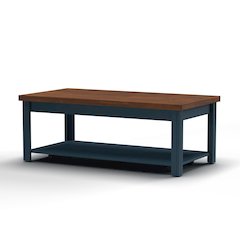 Nantucket 48 inch Coffee Table, Blue Denim and Whiskey Finish