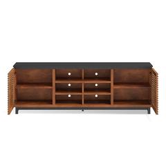 Bourbon Brown and Black Finish TV stand that holds TVs up to 95 in.