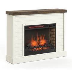 48 in. No Assembly Required White and Brown Fireplace Mantel