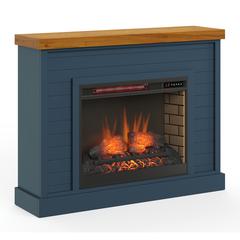 48 in. No Assembly Required Blue and Brown Fireplace Mantel