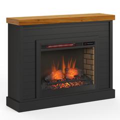 48 in. No Assembly Required Black and Brown Fireplace Mantel