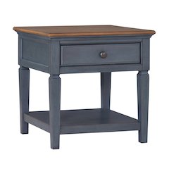 Americana 24 inch End Table, No Assembly Required, Corduroy Blue Finish