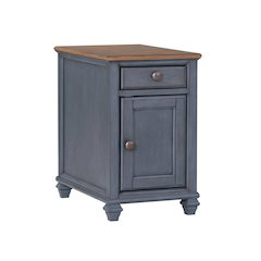 Americana 14 inch Chairside Table, No Assembly Required, Corduroy Blue Finish