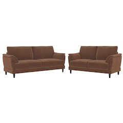Selma 2-piece Velvet Upholstered Crescent Arm Sofa Set Rust