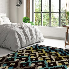 Trio Ikat Brown & Teal 8x10, Rug