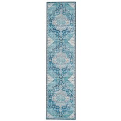 Washable Sariah Teal/Ivory 2x8, Rug