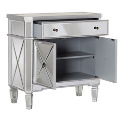 Mirrored 1-Drawer, 2-Door Console