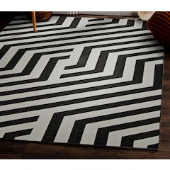Outdoor Washable Myers Ivory & Black 5' X7', Rug