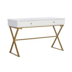 Two-Drawer Campaign Desk, White