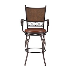 Big & Tall Copper Stamped Back Barstool with Arms