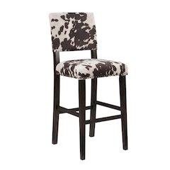 Brown Pine and Hardwood Bar Stool with Microfiber Seat and Modern Design