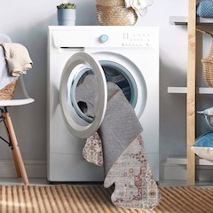 Washable Lennox Pale Blue/Ivory 5x7, Rug