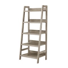 Grey Ladder Bookcase with Multi-Functional Shelving for Home Storage