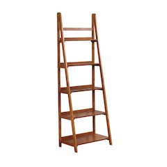 Walnut Finish Bookcase with Solid Wood and Rubberwood Construction