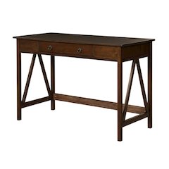Wooden Office Desk In Antique Tobacco Finish With Solid Pine Construction