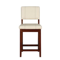 Cream Counter Stool with Rubberwood Frame and Padded Seat