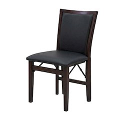 Brown Padded Back Folding Chair Set of 2, Fabric Seat, Metal Frame