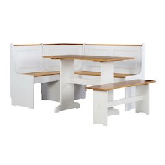 White Dining Furniture Set with Pine Accents and Spacious Surface