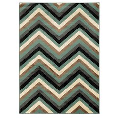 Roma Chevron Turquoise & Grey 5x7, Rug