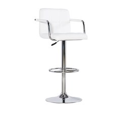 White and Chrome Quilted Barstool