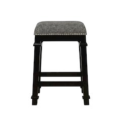 Black and White Tweed Backless Counter Stool with Wood Frame and Foam Seat