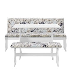 White Pine Dining Nook Set with Cushioned Benches and Corner Seat