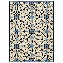 Trio Gardenia Ivory & Blue 5x7, Rug