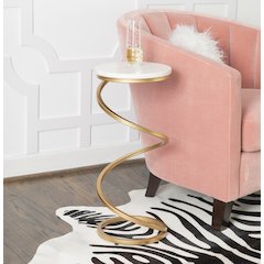 Rian Spiral Drink Table White Marble