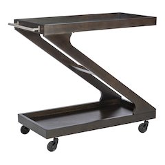 Marlon Wood Rolling Bar Cart Umber