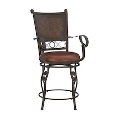 Copper Stamped Back Counter Stool with Arms and Ergonomic Design