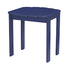Outdoor End Table In Blue, Acacia Wood Finish, Durable Solid Wood Construction