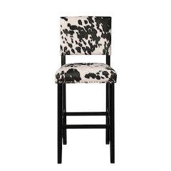 Black Cow Print Bar Stool with Foam Cushion and Hardwood Frame